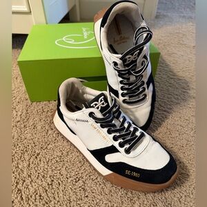 Sam Edelman Black, White, and Tan Sneakers